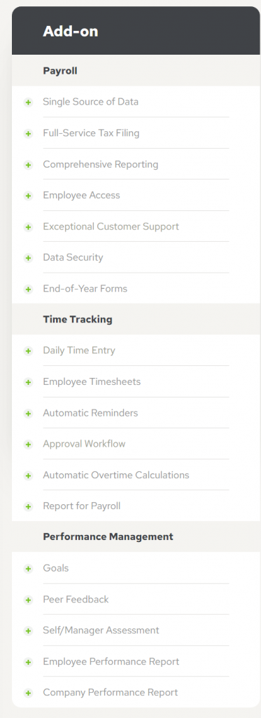 add-on plans of BambooHR